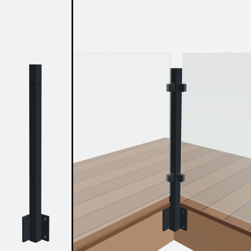 Level Corner Post, Signature Barrier Glass, Side Mount