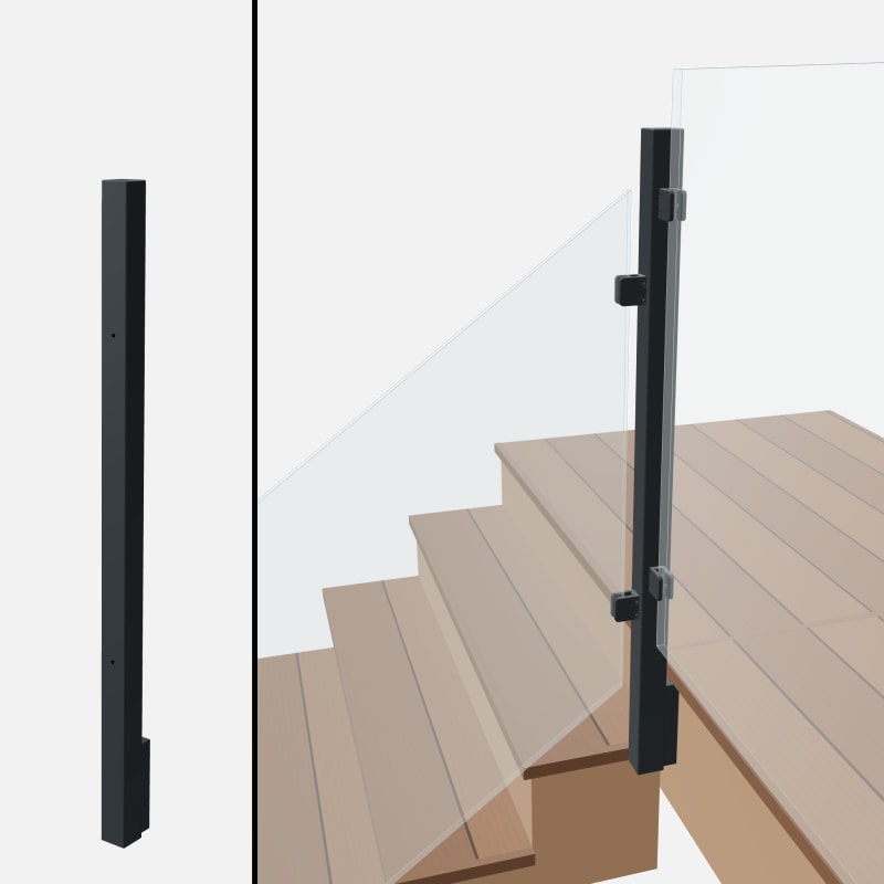 Angle to Level Corner Transition Post - Signature Barrier Glass - Slim Side Mount - Barrier Top