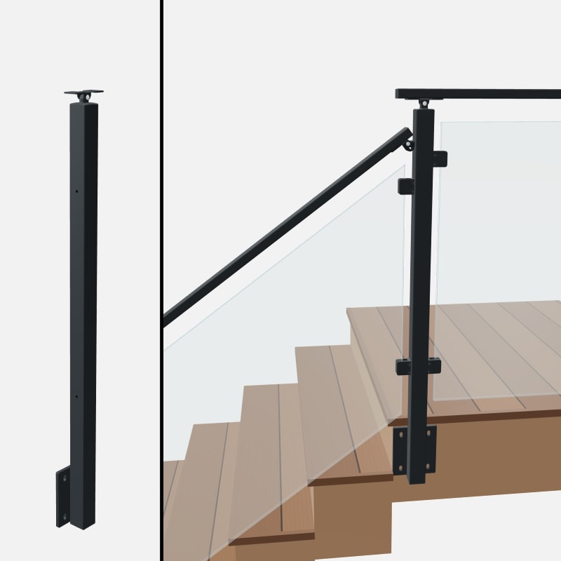 Angle to Level Straight Transition Post - Signature Glass - Side Mount - Universal Top