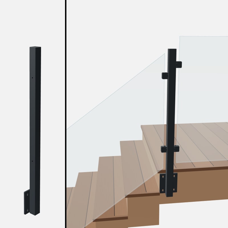 Angle to Level Straight Transition Post - Signature Barrier Glass - Side Mount - Barrier Top