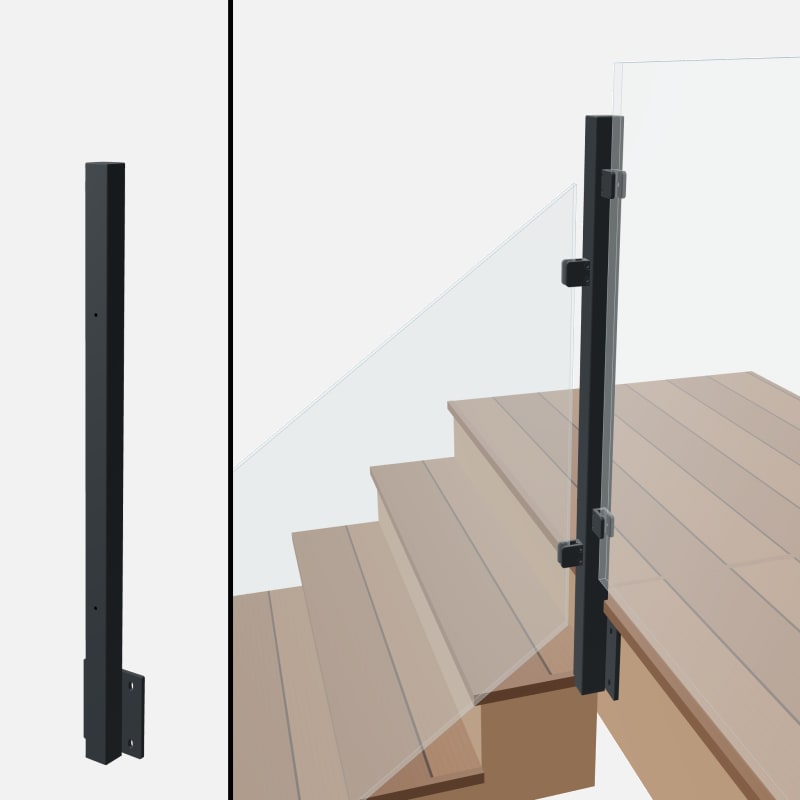 Angle to Level Corner Transition Post - Signature Barrier Glass - Side Mount - Barrier Top