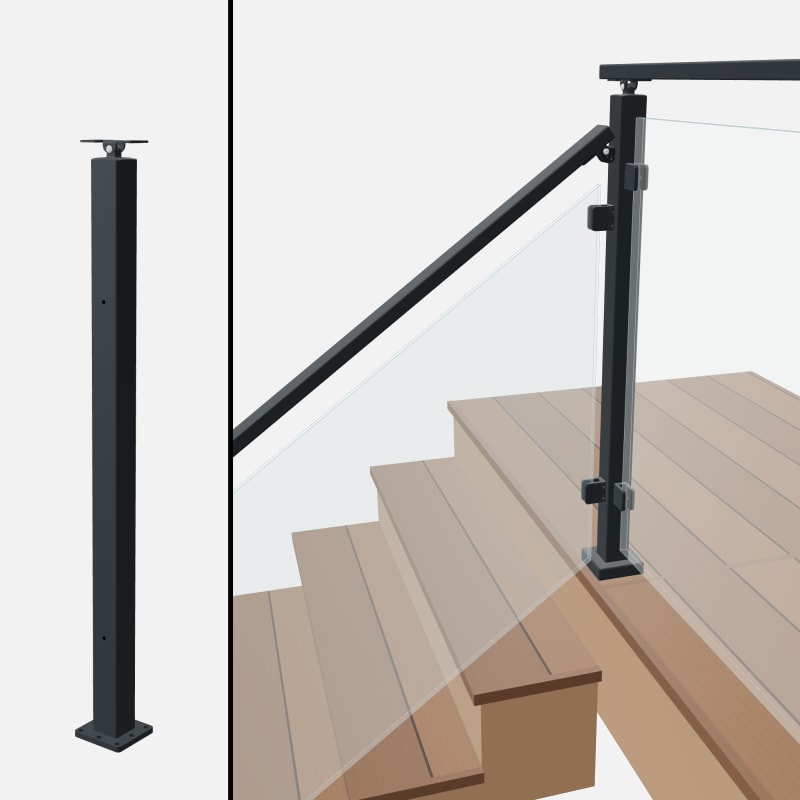 Angle to Level Corner Transition Post - Signature Glass - Surface Mount - Universal Top