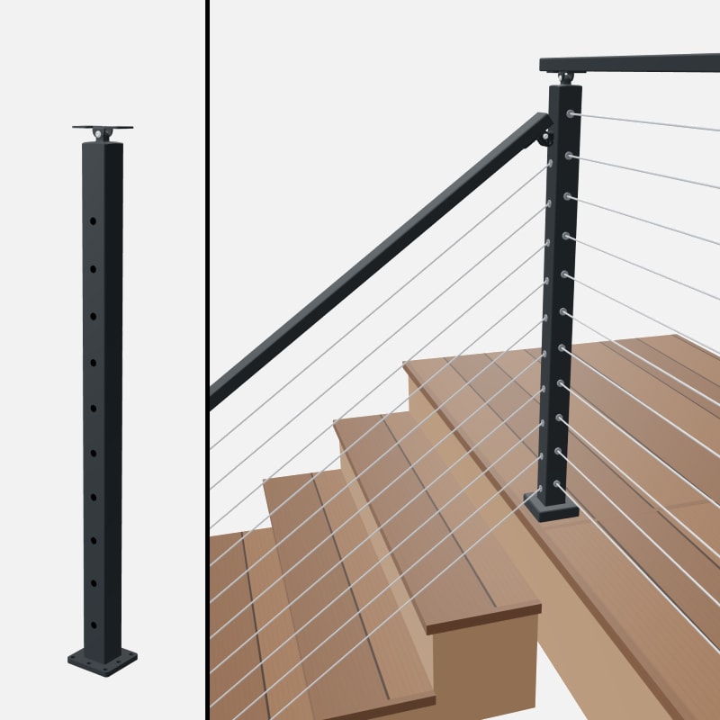 Angle to Level Corner Transition Post - Signature Cable - Surface Mount - Universal Top