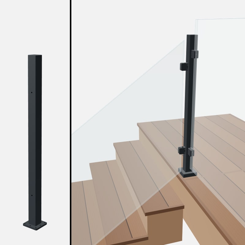 Angle to Level Corner Transition Post - Signature Barrier Glass - Surface Mount - Barrier Top