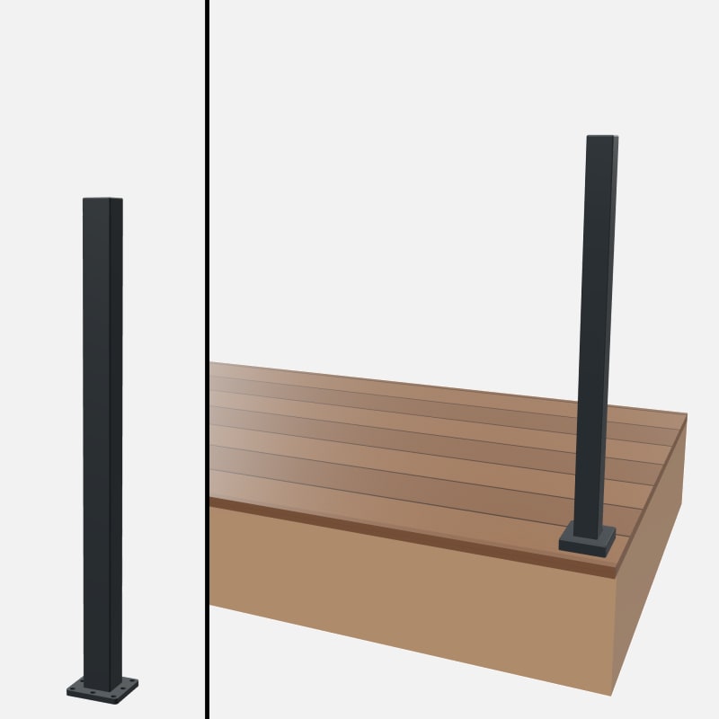 Blank Post, Signature Barrier Glass, Surface Mount