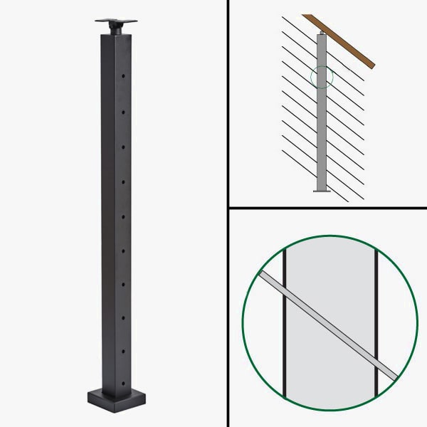 Angle Line Post, Signature Slim Rod Railing, Universal Top