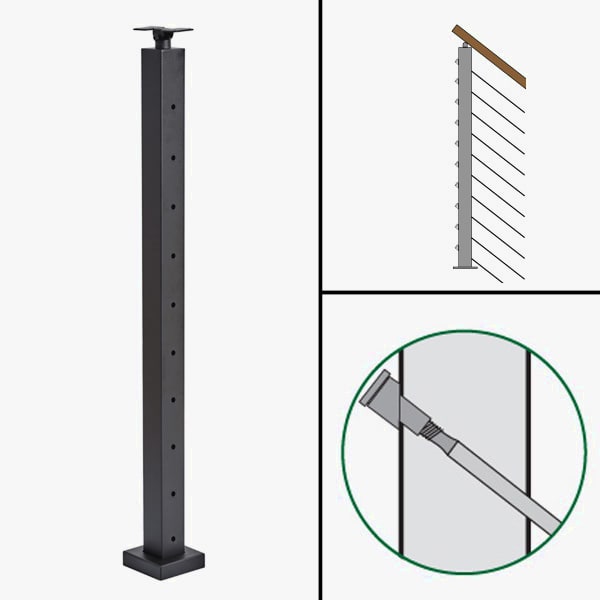 Angle End Post, Signature Slim Rod Railing, Universal Top