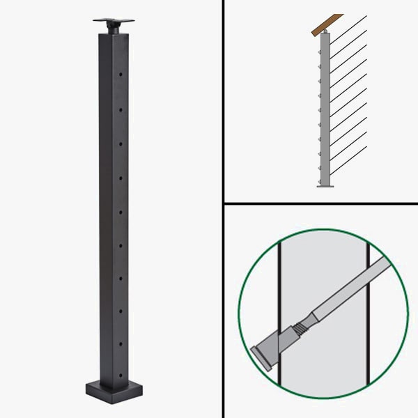 Angle End Post, Signature Slim Rod Railing, Universal Top