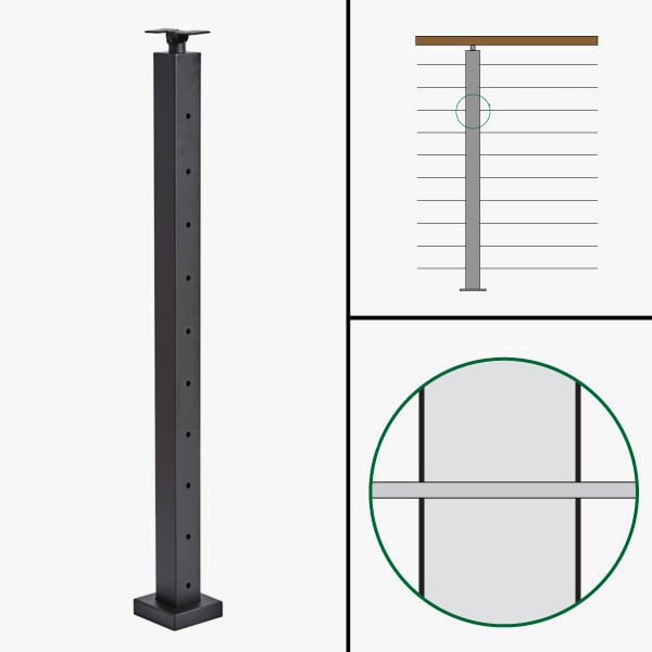 Level Line Post, Signature Slim Rod Railing, Universal Top