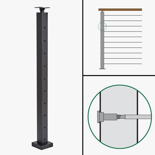 Level End Post, Signature Slim Rod Railing, Universal Top