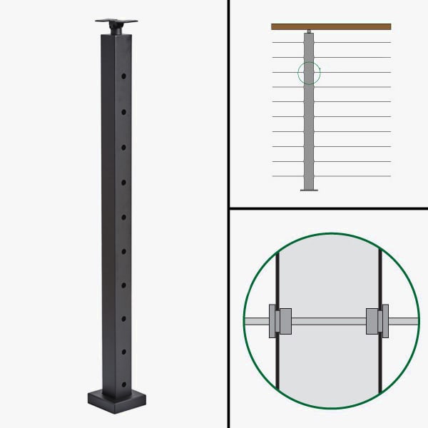 Level Line Post, Signature Cable Railing, Universal Top
