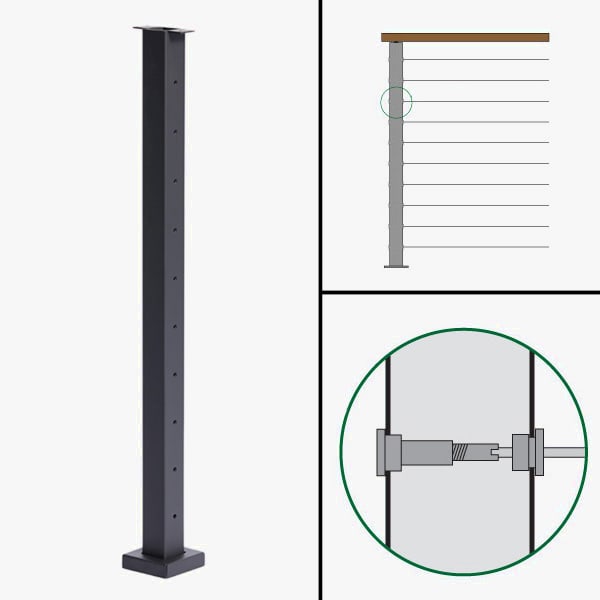 Level End Post, Signature Cable Railing, Flat Top