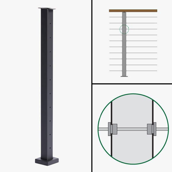 Level Line Post, Signature Cable Railing, Flat Top