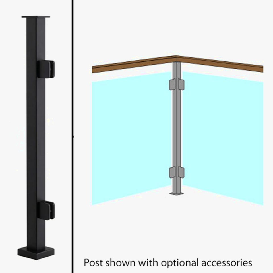 Level Corner Post, Signature Glass Railing, Flat Top