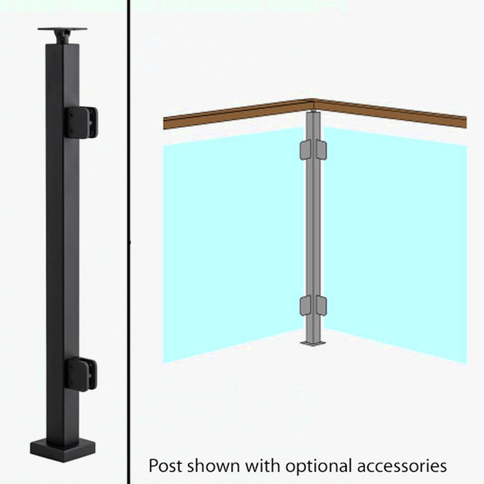 Level Corner Post, Signature Glass Railing, Universal Top