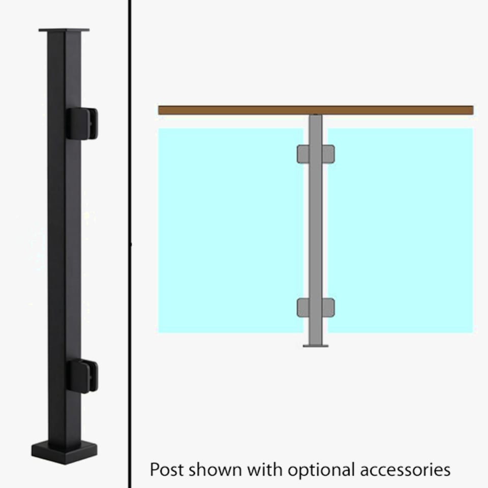 Level Line Post, Signature Glass Railing, Flat Top