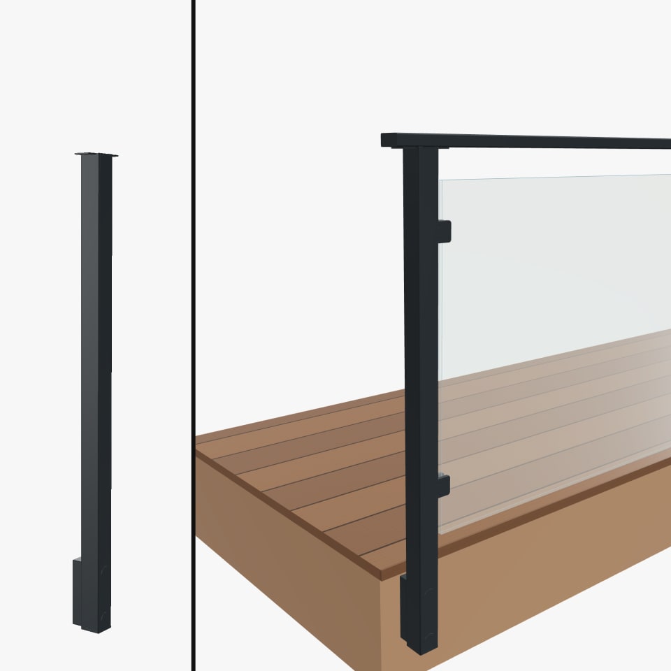 Level End Post, Signature Glass, Slim Side Mount, Flat Top