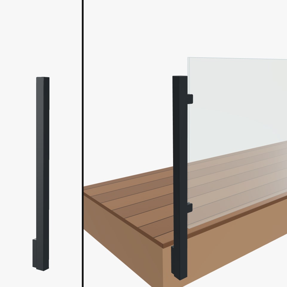 Level End Post, Signature Barrier Glass, Slim Side Mount