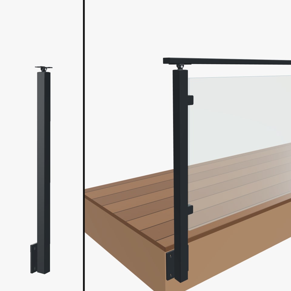 Level End Post, Signature Glass, Side Mount, Universal Top