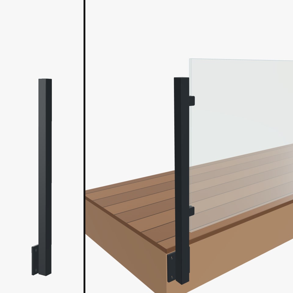 Level End Post, Signature Barrier Glass, Side Mount