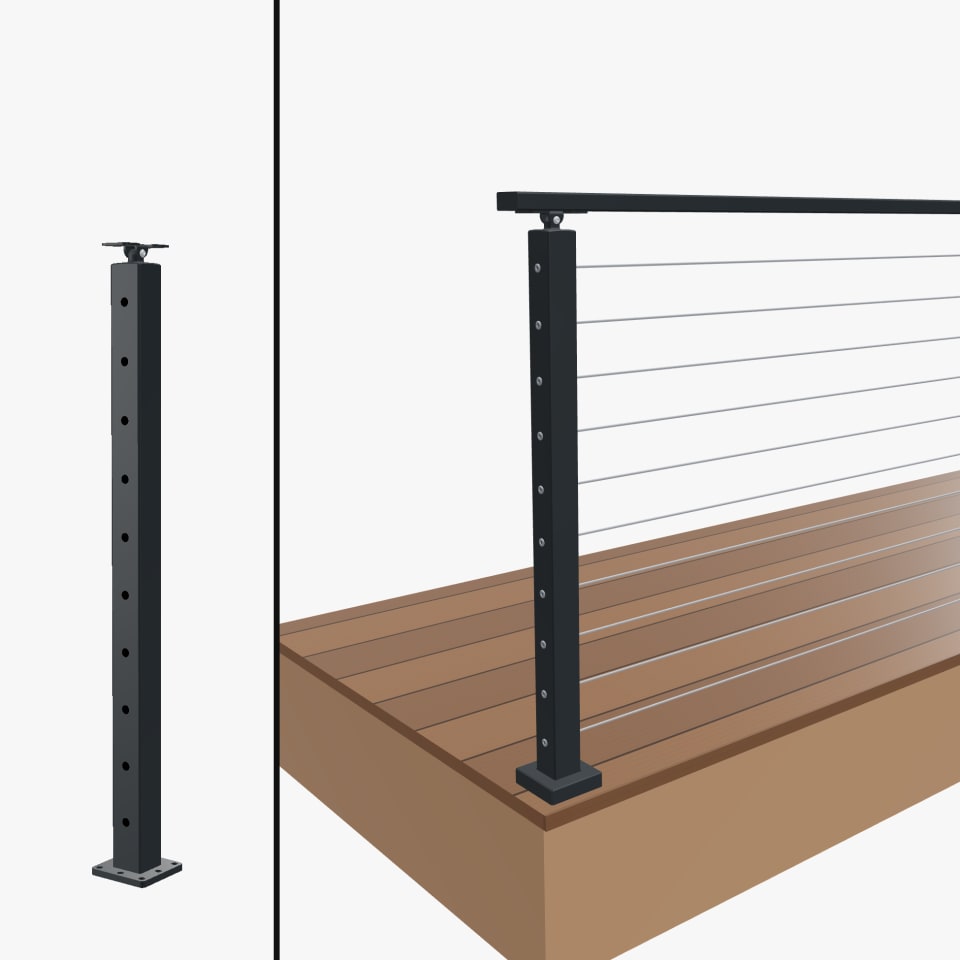 Level End Post, Signature Slim Rod, Surface Mount, Universal Top