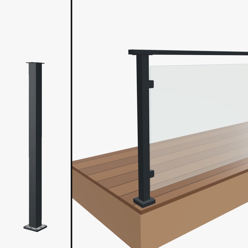 Level End Post, Signature Glass, Surface Mount, Flat Top