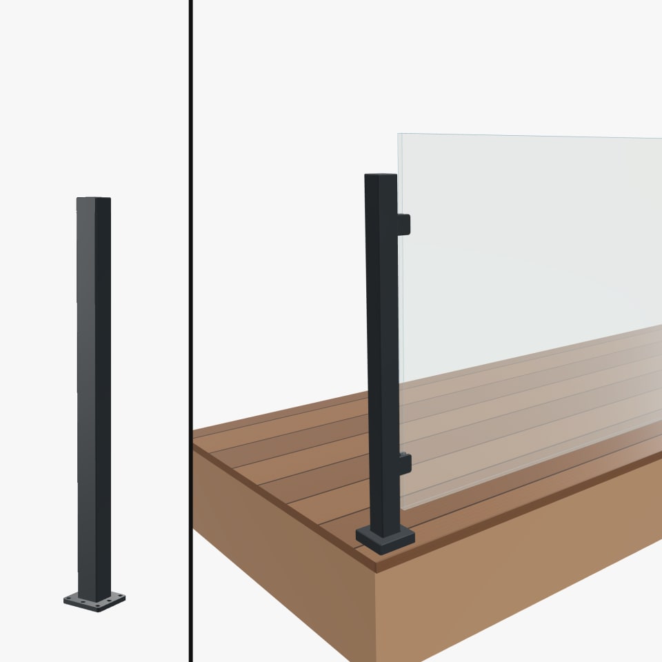 Level End Post, Signature Barrier Glass, Surface Mount