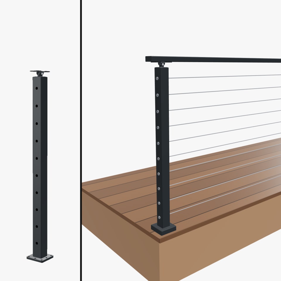 Level End Post, Signature Cable, Surface Mount, Universal Top