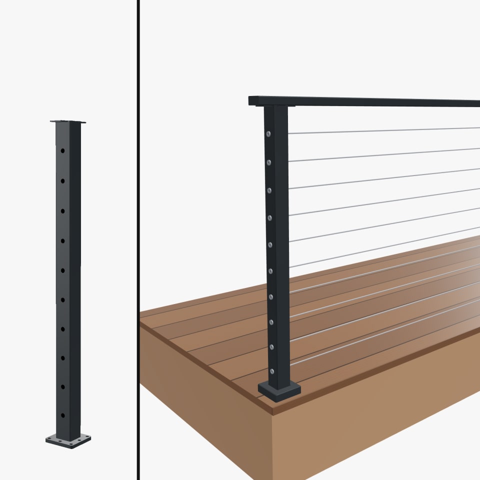 Level End Post, Signature Cable, Surface Mount, Flat Top