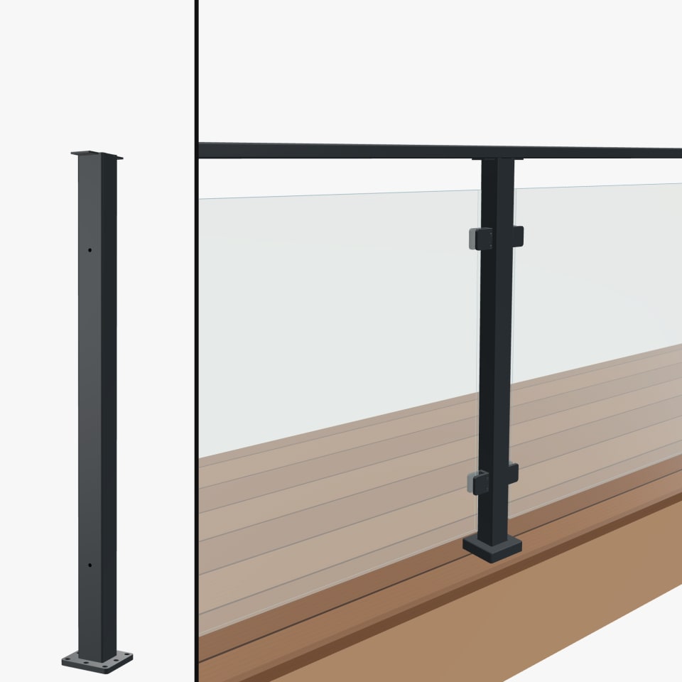 Level Line Post, Signature Glass, Surface Mount, Flat Top