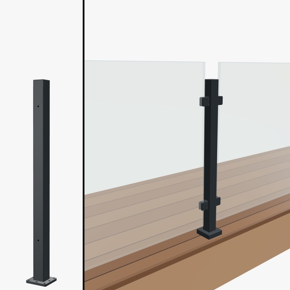 Level Line Post, Signature Barrier Glass, Surface Mount