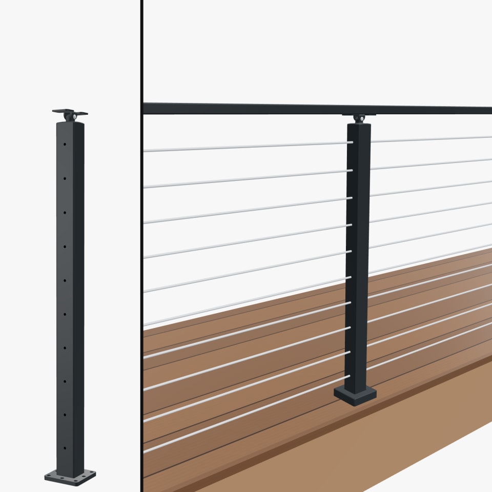 Level Line Post, Signature Cable, Surface Mount, Universal Top