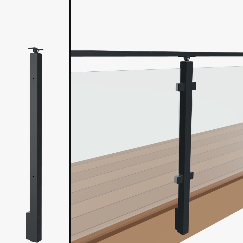 Level Line Post, Signature Glass, Slim Side Mount, Universal Top