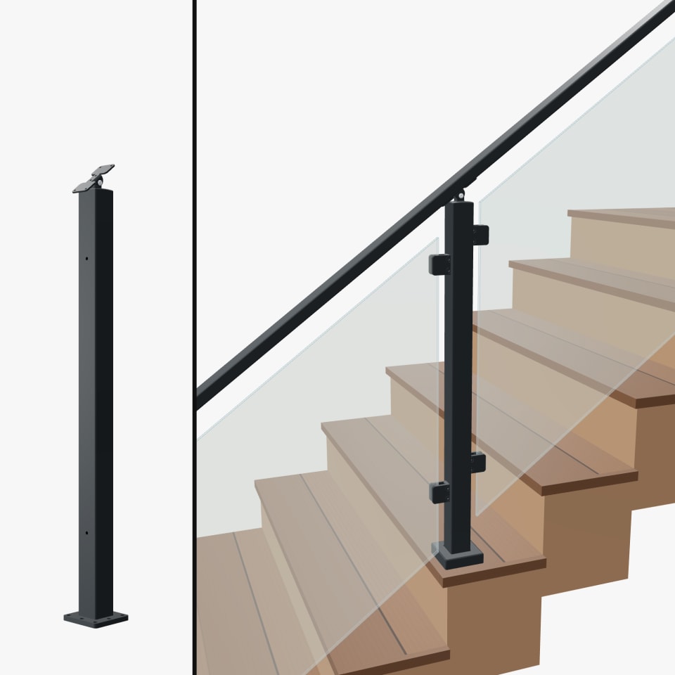 Angle Line Post, Signature Glass, Surface Mount, Universal Top