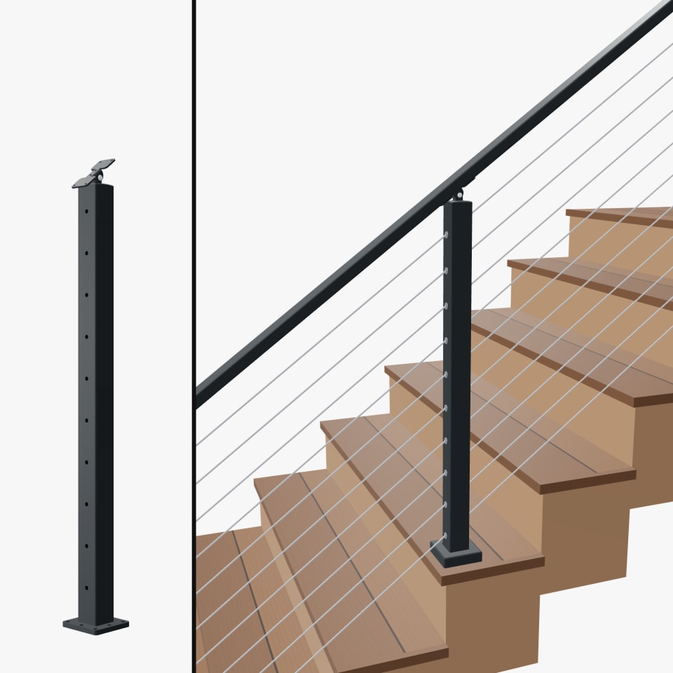Angle Line Post, Signature Cable, Surface Mount, Universal Top