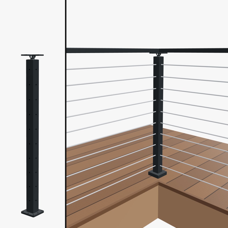 Level Corner Post, Signature Slim Rod, Surface Mount, Universal Top