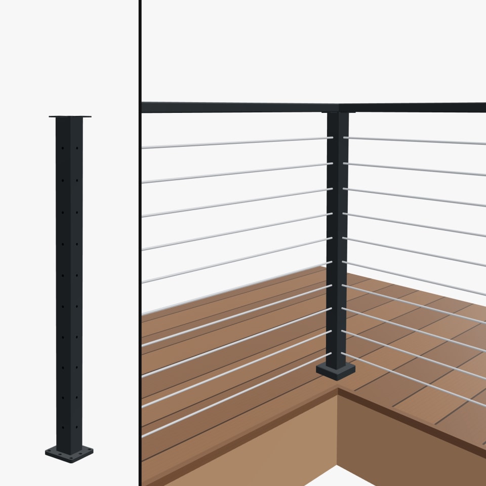 Level Corner Post, Signature Slim Rod, Surface Mount, Flat Top