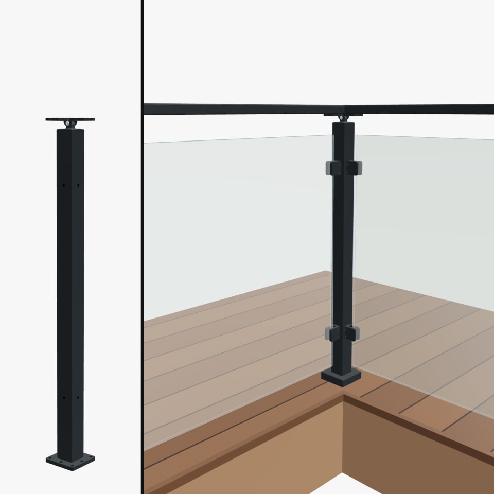 Level Corner Post, Signature Glass, Surface Mount, Universal Top