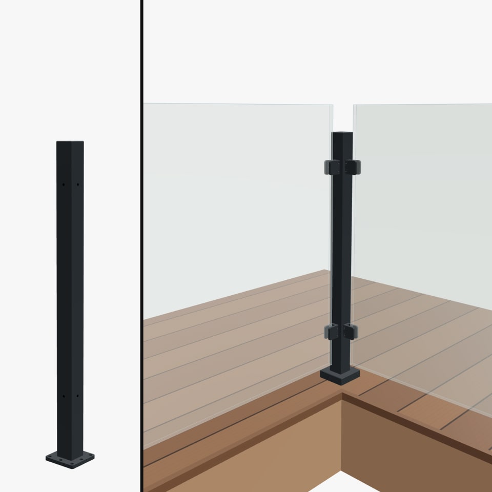 Level Corner Post, Signature Barrier Glass, Surface Mount