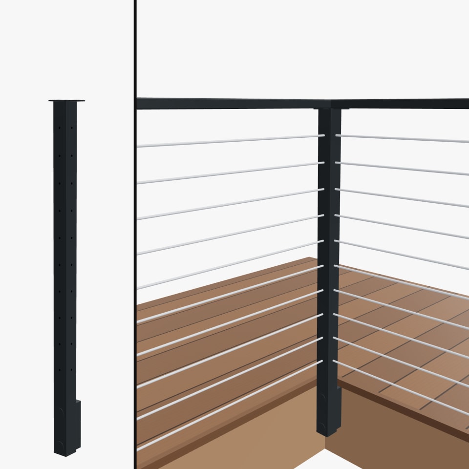 Level Corner Post, Signature Slim Rod, Slim Side Mount, Flat Top