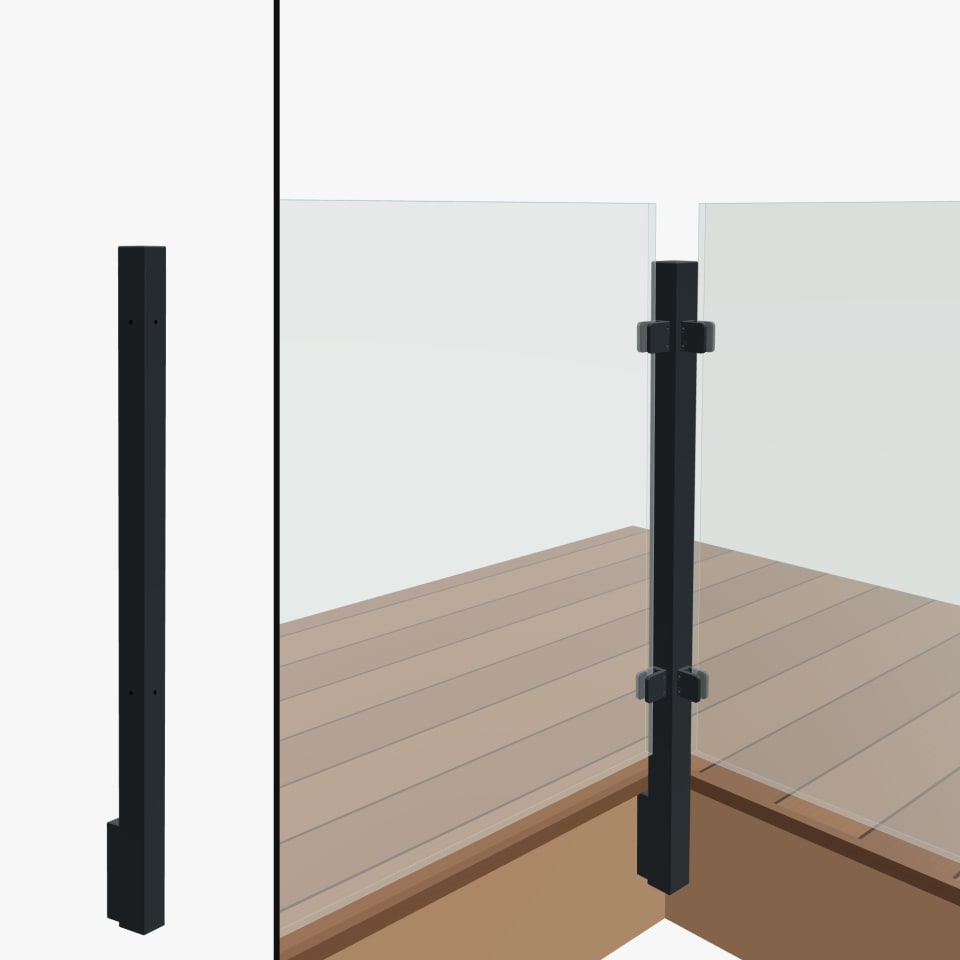 Level Corner Post, Signature Barrier Glass, Slim Side Mount