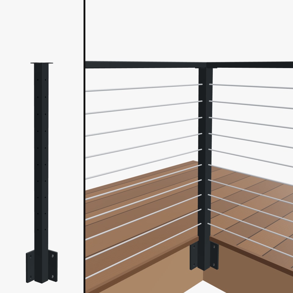 Level Corner Post, Signature Slim Rod, Side Mount, Flat Top
