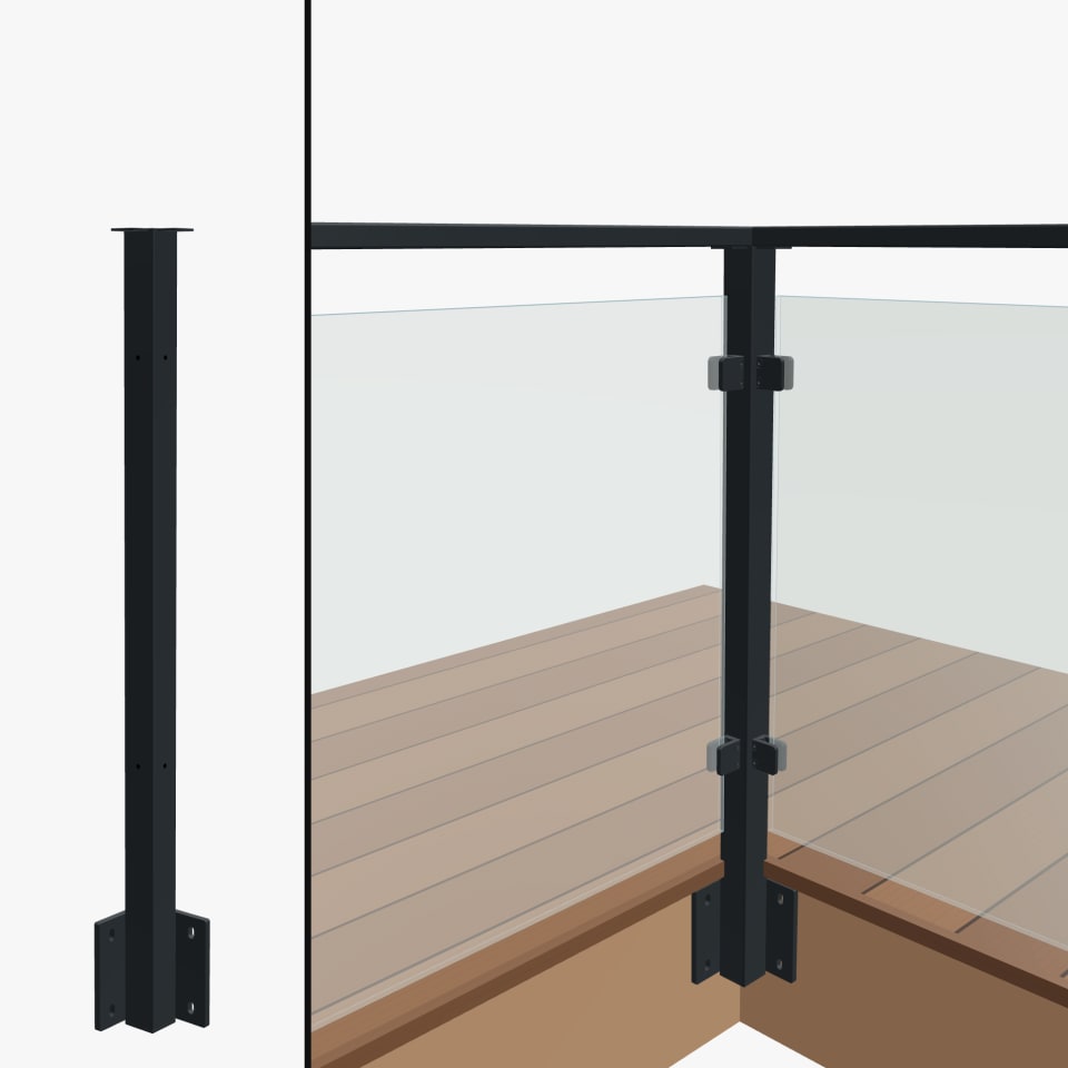Level Corner Post, Signature Glass, Side Mount, Flat Top