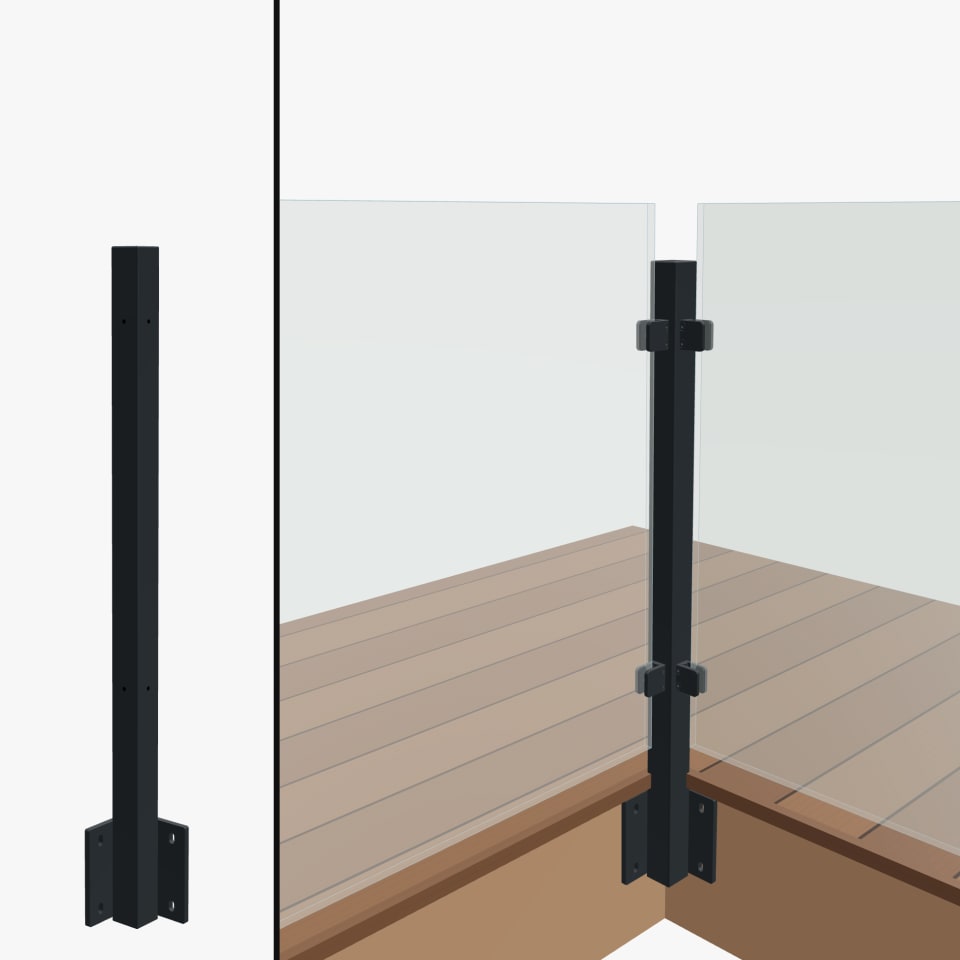 Level Corner Post, Signature Barrier Glass, Side Mount