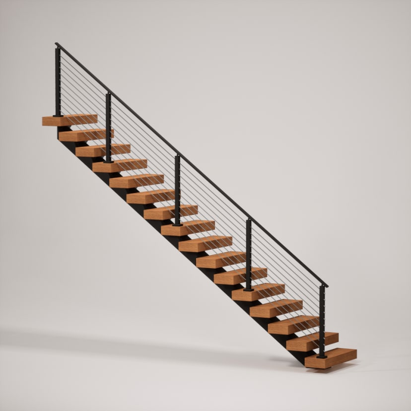 Straight Mono Stringer with Cable Railing